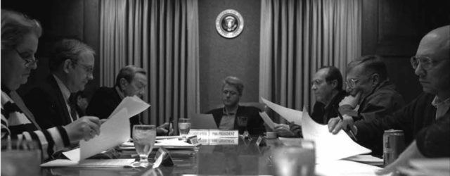 March 23, 1994 Bosnia meeting in the Situation Room with Madeleine Albright, Tony Lake, Warren Christopher, President Clinton, William Perry, John Shalikashvili, and others. (Courtesy: William J. Clinton Presidential Library)