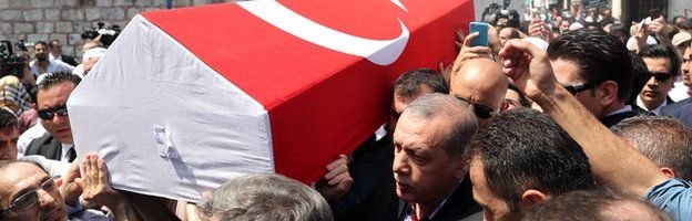 Erdogan, the master of symbolism as a pall bearer...for the end of his opposition