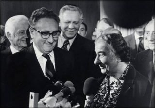 Kissinger with Golda Meir, Israel's prime minister at the time of the Yom Kippur War