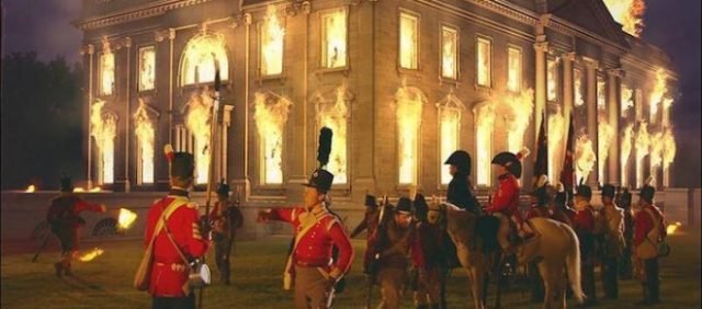 Redcoats burning down the American White House, War of 1812