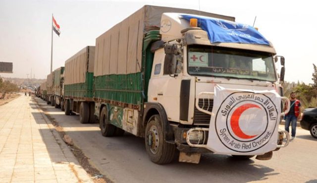 Aid Convoy Arrives in Efrin, Azaz Areas in Aleppo